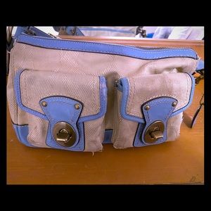 Cream and Blue Coach Purse - GUC